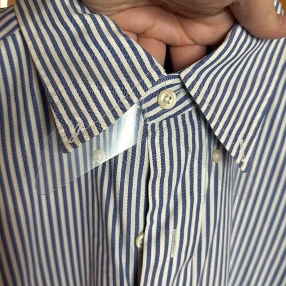 Ralph Lauren Yarmouth Striped Oxford Shirt Blue White 100% Cotton Sz 15 1/2-33 - Picture 6 of 8
